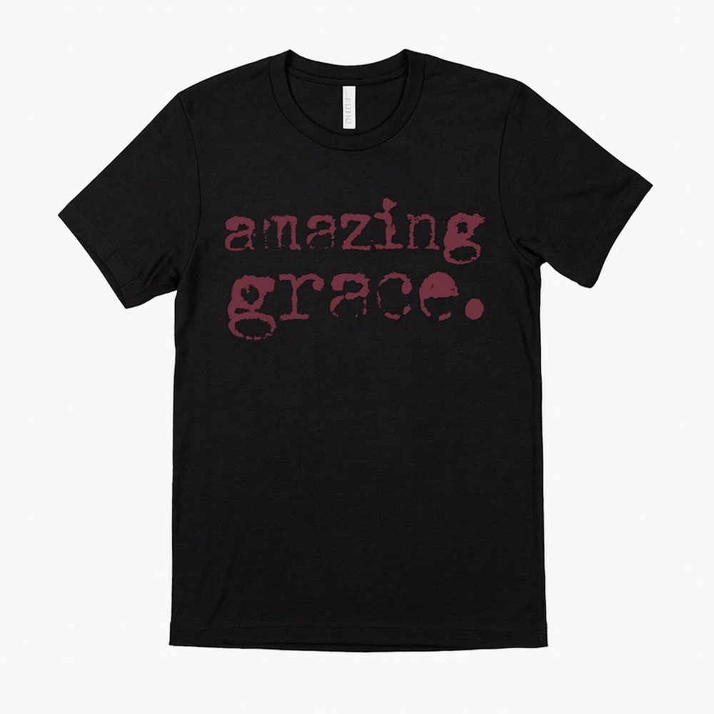 Heathered Black T-Shirt with Pink 'Amazing Grace' Print